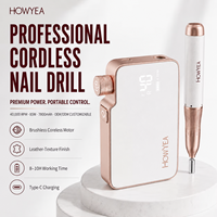 HY-1042B 40000 tr/min 85W Perceuse à ongles professionnelle rechargeable sans balais avec batterie 7800mAh et design texturé en cuir