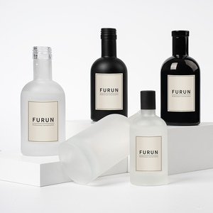 Bouteilles de liqueur en verre dépoli rondes de 100 ml et 200 ml, prix d'usine en gros, bouteilles vides noires pour vodka, whisky, <span class=keywords><strong>gin</strong></span> - Product Image 6