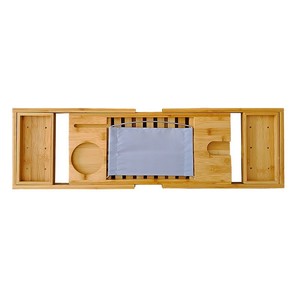 Étagère de salle de bain autoportante rectangulaire en bambou 70105X22X4, durable, pour rangement dans la baignoire - Product Image 5