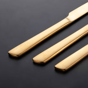 الجملة جييانغ Lazada الحرير متجمد 18/10 تايلاند الملكي الفولاذ المقاوم للصدأ أطباق ملهى ليلي مطعم ماتي طقم سكاكين ذهبية - Product Image 4