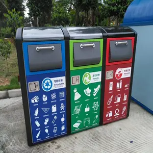 Cubo de basura Solar automático para exteriores, cubo de basura comprimida con compactador de publicidad