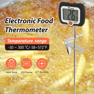 Thermomètre numérique avec sonde de 10 pouces, clip pour pot, affichage LCD à lecture instantanée avec fonction de maintien de la température pour la fabrication de bonbons, la viande et la cuisine - Product Image 1