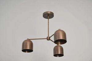 Lustre artisanal en laiton à 3 lumières, style moderne du milieu du siècle, pour bureau à domicile, plafonnier Sputnik, lampe suspendue minimaliste, LED à intensité variable - Product Image 2