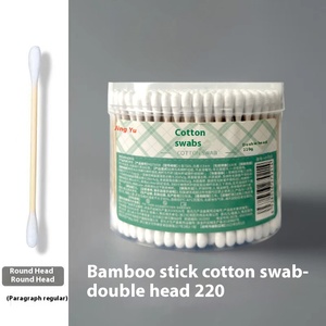 Hongyu penyeka katun rias kepala ganda sekali pakai, kebutuhan sehari-hari steril bambu grosir pembersih pembersih telinga - Product Image 3