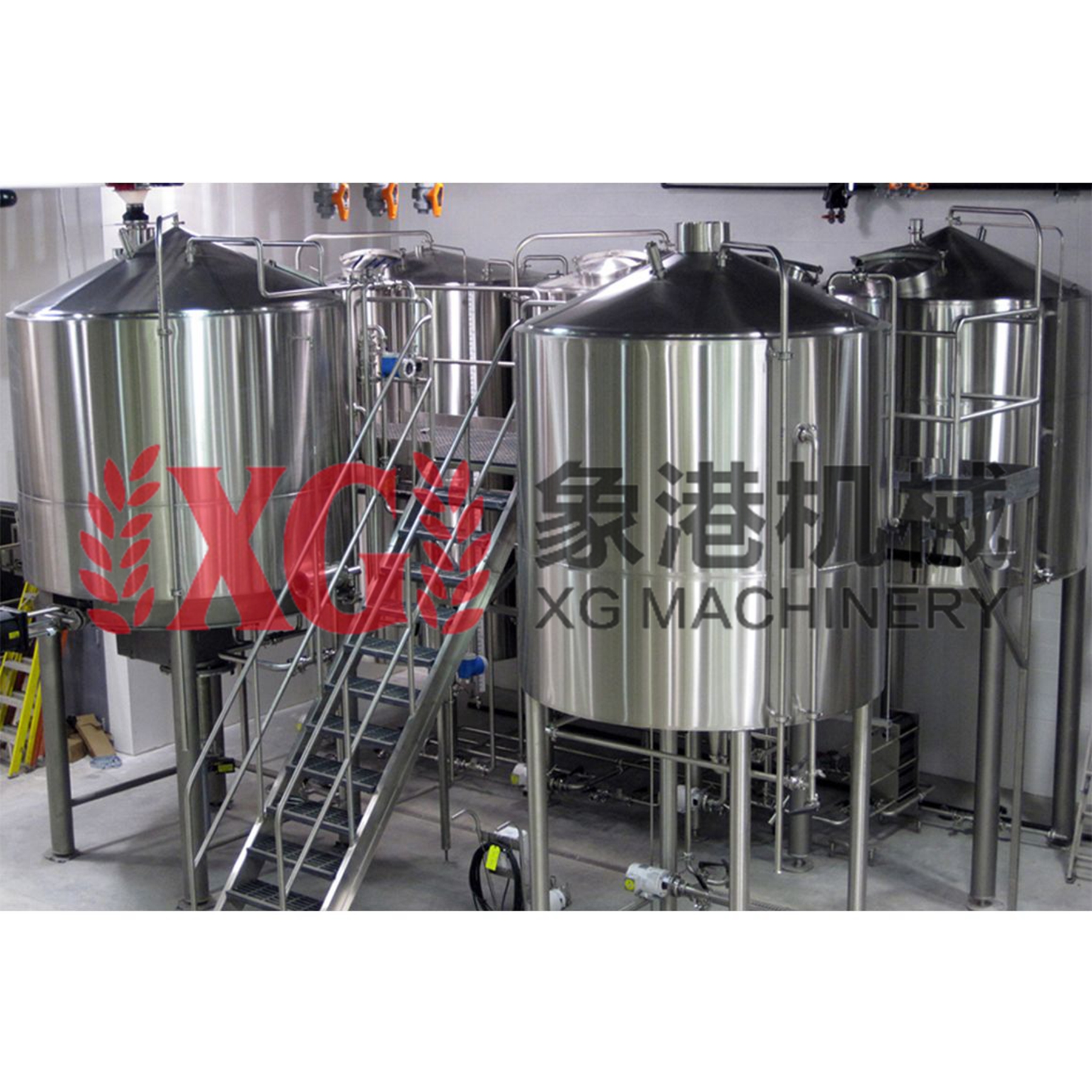 Автоматический паровой нагреватель из нержавеющей стали 6000L 60HL 50BBL, 4 сосуда, оборудование для ремесленного пивоварения