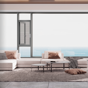 Fenêtre à auvent horizontale à double vitrage en alliage d'aluminium avec ouverture battante, moustiquaire en acier inoxydable et enrouleur de chaîne, panneau fixe - Product Image 5