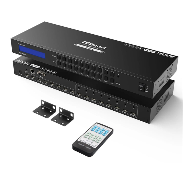 TESmart 8x8 HDMI Matrix 3840*2160 30Hz Support EDID LAN RS232 IR Receiver Front Keypad Switch LCD Display Video Switcher