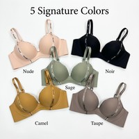 Nouveau Soutien-Gorge Push-Up 2026 en Satin avec Lettres Romantiques, Sans Armature, Fermeture Multi-Agrafes, Bandeau Large et Bretelles Ajustables – Soutien-Gorge Personnalisé pour Femme