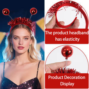 Colorful Electroplated Ball <strong>Headband</strong> Disco <strong>80s</strong> Theme Party Decoration with Strip Boppers for Christmas Head Accessory - Product Image 4