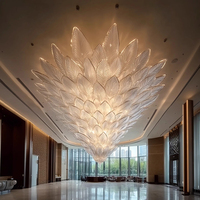 Lustre en cristal de plume de feuille de hall d'hôtel d'éclairage d'ingénierie de couloir administratif de réception de club