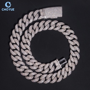 Collar de Cadena Cubana de Gran Tamaño con Engaste de Bisel Grueso de 20mm y Moissanita, Chapado en Rodio, Plata Sólida 925, Joyería Hiphop Iced Out - Product Image 1