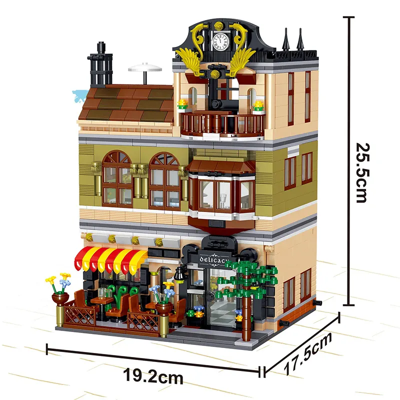 2021 New item 1186pcs The Rome Restaurant Model Set City Street View Building Blocks Creator Architecture Bricks Kids Toys Gift
