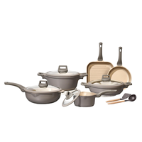 Ensemble de 12 casseroles et poêles modernes en titane, antiadhésives, sans fumée, en granit, avec couvercle en silicone