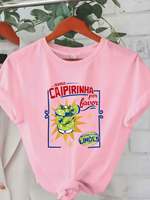 T-shirt décontracté imprimé pour femme, manches courtes, en polyester recyclé écologique, respirant et à séchage rapide pour les activités de plein air