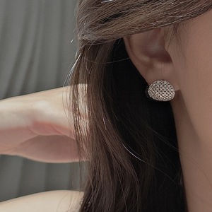 Boucles d'oreilles clous en argent pur S925, style antique, maille de zircon scintillant, accessoires de mode, design de niche, luxe léger - Product Image 2