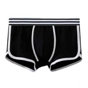 Caleçons boxeurs mi-hauts en coton pour hommes, confortables, tendance, sous-vêtements de sport, logo à la taille, respirants, tricotés, coupe ample - Product Image 1