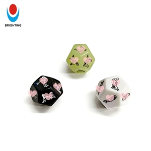 Dés à 12 faces pour jeux coquins, différentes actions sur chaque face, phosphorescents, blanc, noir, acrylique durable, amusants pour la maison, les fêtes de famille et les clubs - Product Image 1