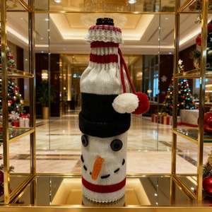 Nhà Máy Bán buôn giáng sinh chai rượu vang bao gồm giáng sinh Áo len đan chai rượu vang trang trí Bìa - Product Image 4