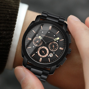 HANNAH MARTIN Nouvelle Arrivée Montre de Sport Étanche pour Homme Bracelet en Acier Inoxydable Original Chronographe à Quartz - Product Image 4