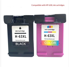 Cartouches remanufacturées Yunli 63XL haute capacité noires et couleur pour imprimantes <span class=keywords><strong>HP</strong></span> <span class=keywords><strong>Deskjet</strong></span> 1112/2130/2132/<span class=keywords><strong>3630</strong></span> (lot en vrac) - Product Image 1
