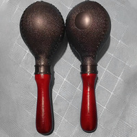 Orff Percussion Instruments Kindergarten Early Education Teaching Aids Atmosphere Rattles Wooden Leather Handle Black Sand