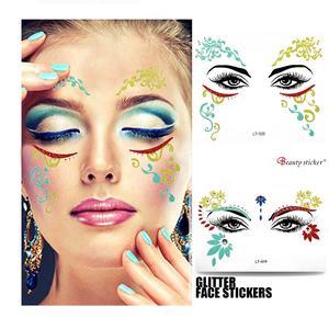 Personnalisé Unique Brillant Paillettes Auto-Adhésif Tatouage Temporaire Autocollant <span class=keywords><strong>Visage</strong></span> Décoration - Product Image 1