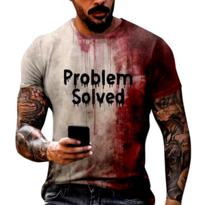 T-shirts d'horreur drôles pour hommes Im Fine Bloody Shirt pour Halloween Impression numérique Motif de personnage Excellente idée cadeau - Product Image 1