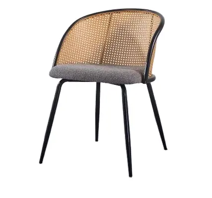 Luxury European Designer Dining Chair Velvet Rattan Woven with Creative Back for Home Study Restaurant Modern Style Hot Item
