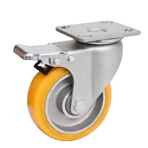 4 Zoll Schwenkbare Industrielle Schwerlast-Lenkrolle Trolley Faltbare Flachrad PU-Plattenrollen - Product Image 2