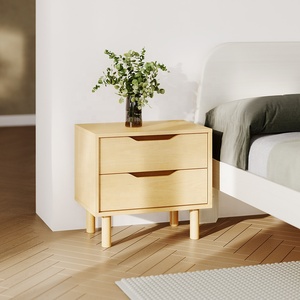 Only B2B Boori elegante madera esquina <span class=keywords><strong>mesita</strong></span> de <span class=keywords><strong>noche</strong></span> blanca con 2 cajones - Product Image 4