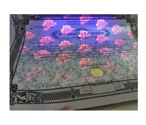 Fio de segurança impressão invisível uv certificado holograma de papel marca à prova d' água