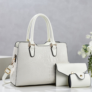 Ensemble de 3 sacs à bandoulière motif crocodile noir grande taille pour le quotidien, sac à main bandoulière pour femme avec doublure en polyester - Product Image 4