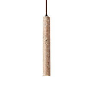 Yellow Travertine <b>Pendant</b> <b>Light</b> Wabi-Sabi Style Middle Size Adjustable Height LED for Bedroom & Living Room - Product Image 3