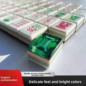 Green Water-Cut Diamond American Mini Hand-Shuffled Four-Layer Colorblock Acrylic Portable Mahjong Tiles Casual <b>Entertainment</b> - Product Image 4