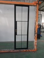 Puertas Sencillas de Acero con Vidrio Curvo Intercambiable para Entrada Principal de Casas, Rejillas Inteligentes de Vidrio Esmerilado para Interiores y Exteriores