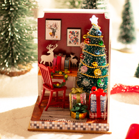 IIECREATE Mini bricolage jouet décoration de noël Mini maison pour enfants et adultes bricolage 3D Puzzle en bois
