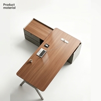 Ensemble de bureau de direction moderne, table de bureau de PDG de luxe légère avec armoire latérale, mobilier de bureau de direction