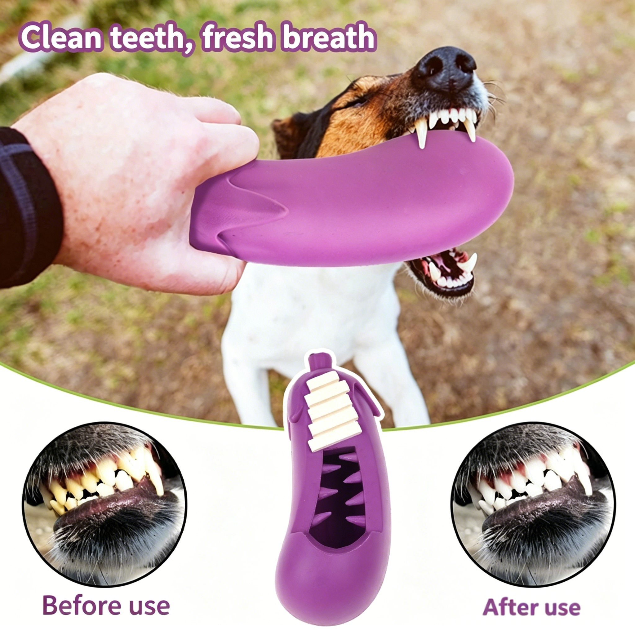 Indestructible Eggplant Rubber Dog Chew Toy – Treat Dispensing Dog Toy for Aggressive Chewers - View 2