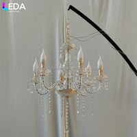 Lustre de plafond en cristal de luxe LEDA, nouveau modèle en métal doré électroplaqué, pour la décoration de plafond de salle de mariage
