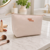 Pochette de maquillage en PVC personnalisée avec logo, étanche, pour femmes, avec fermeture éclair, pour voyage, trousse de toilette, rangement de produits de beauté