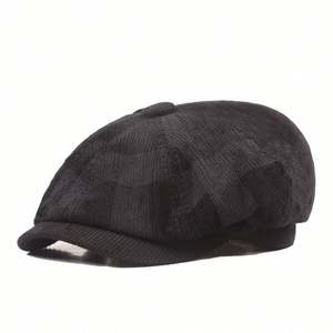 Béret octogonal style britannique printemps-automne, casquette de newsboy en velours côtelé à 8 panneaux pour homme et femme, style littéraire et mode - Product Image 6