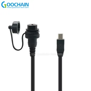 Оптовая продажа, индивидуальный прочный мини USB 5p, водонепроницаемый штекер-гнездо с удлинительным кабелем