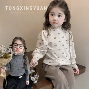 Girls' Base Layer Shirt Thick Fleece-lined Winter Top Gray Apricot White Cross-border E-commerce Children's T-shirts - Product Image 5