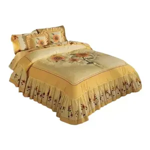 Edredón Doble con Diseño de Girasoles, Tamaño Matrimonial, Bordado Clásico, Ropa de Cama para el Hogar, Uso en Todas las Estaciones - Product Image 1