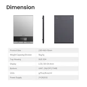 TRANSTEK miglior prezzo 11lb/ 5kg bilancia digitale sensibile in acciaio inossidabile con Display digitale per cucina Balanza Digital Cocina