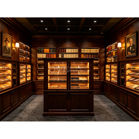 Humidor sur mesure en cèdre, grande vitrine en bois avec technique de laque, logo personnalisé, humidificateur à cigares