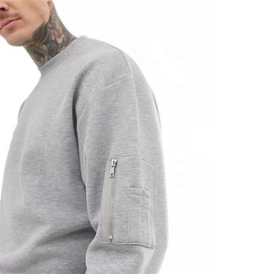 Felpa oversize girocollo da uomo in felpa di pile bianca grigia personalizzata da uomo - Product Image 3