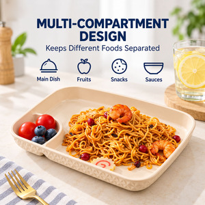 Assiette rectangulaire en plastique incassable pour fêtes et pique-niques, motif quadrillé créatif, style japonais, vente en gros sur mesure - Product Image 3
