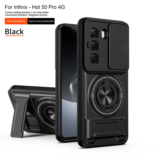 Mobile Accessories TPU+PC Shockproof Magnetic Cell Phone Protective Hard Armor Back Cover Case for Infinix Hot 50 Pro 4G