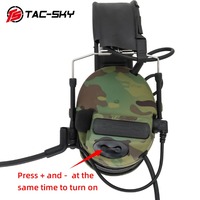 Headset Taktis TS TAC-SKY CIII dengan Headband Lepas Pasang & U94 PTT untuk Berburu, Olahraga Menembak, dan Perlindungan Telinga